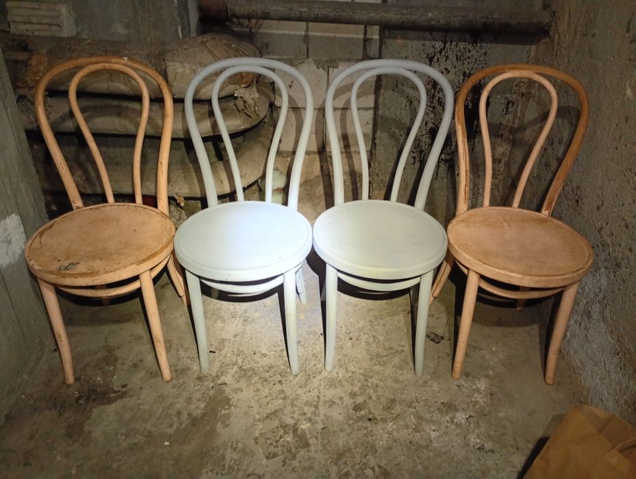 Zestaw 4 giętych krzeseł do renowacji fameg prl