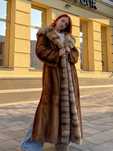 Шуба норкова з капюшоном соболь баргузин Італія Rin Di 140 cm р.48-52