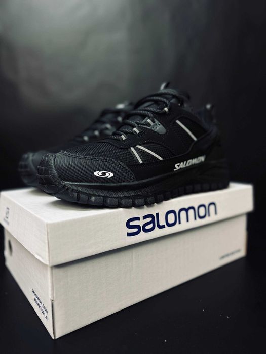 Мужские зимние термокроссовки salomon черные непромокаемые ботинки