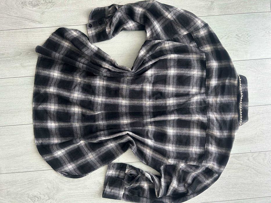 Flanelowa koszula w kratę Coast oversize z ozdobnym kołnierzykiem XXL