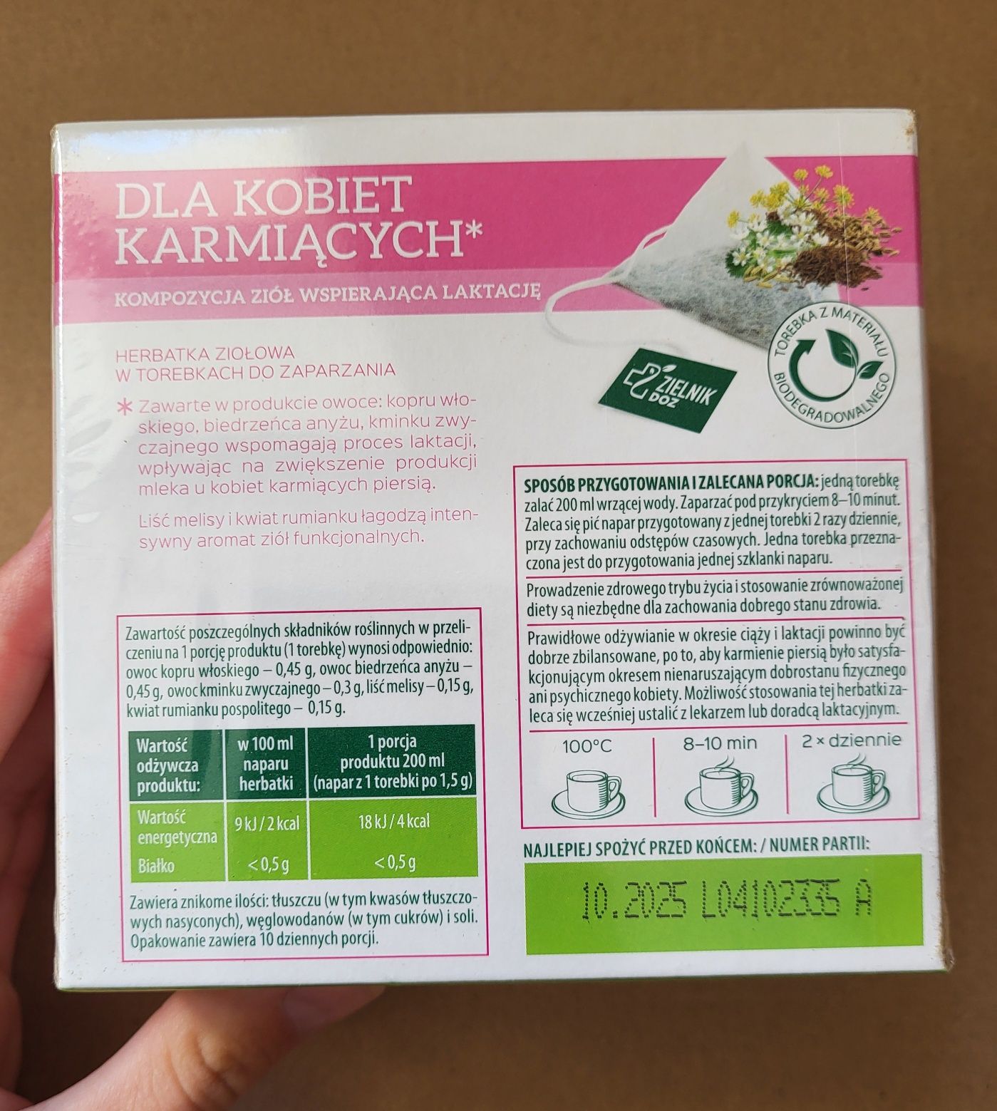 Herbatka dla kobiet karmiących, doz zielnik