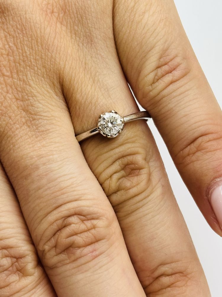 Pierścionek Złoty z Brylantem 585/14k 0.49ct Certyfikat roz17