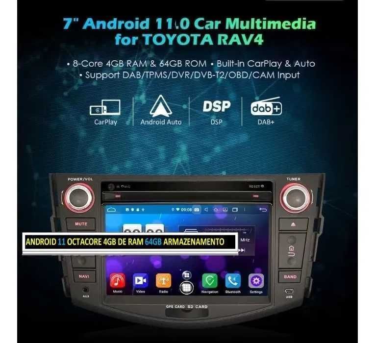 Auto-rádio 2 din Android 14 Alfa Romeo/Toyota/Skoda/Passat