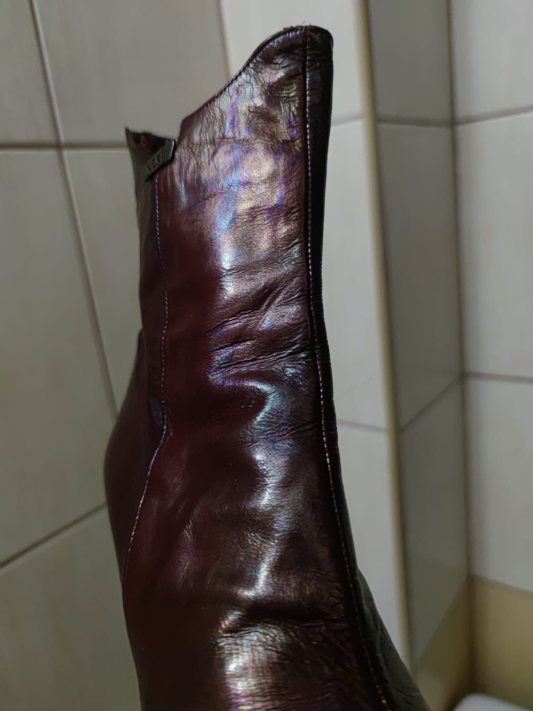 Buty damskie 38 botki Neri skórzane skóra czerwone burgundowe burgund