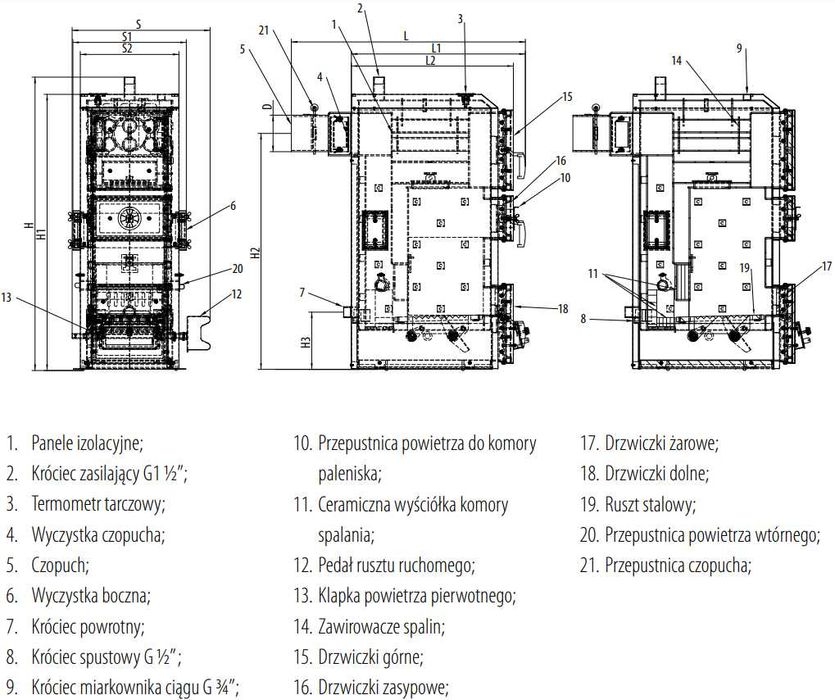 kocioł na drewno PEREKO RETRO 16/14 kW W-K-0082