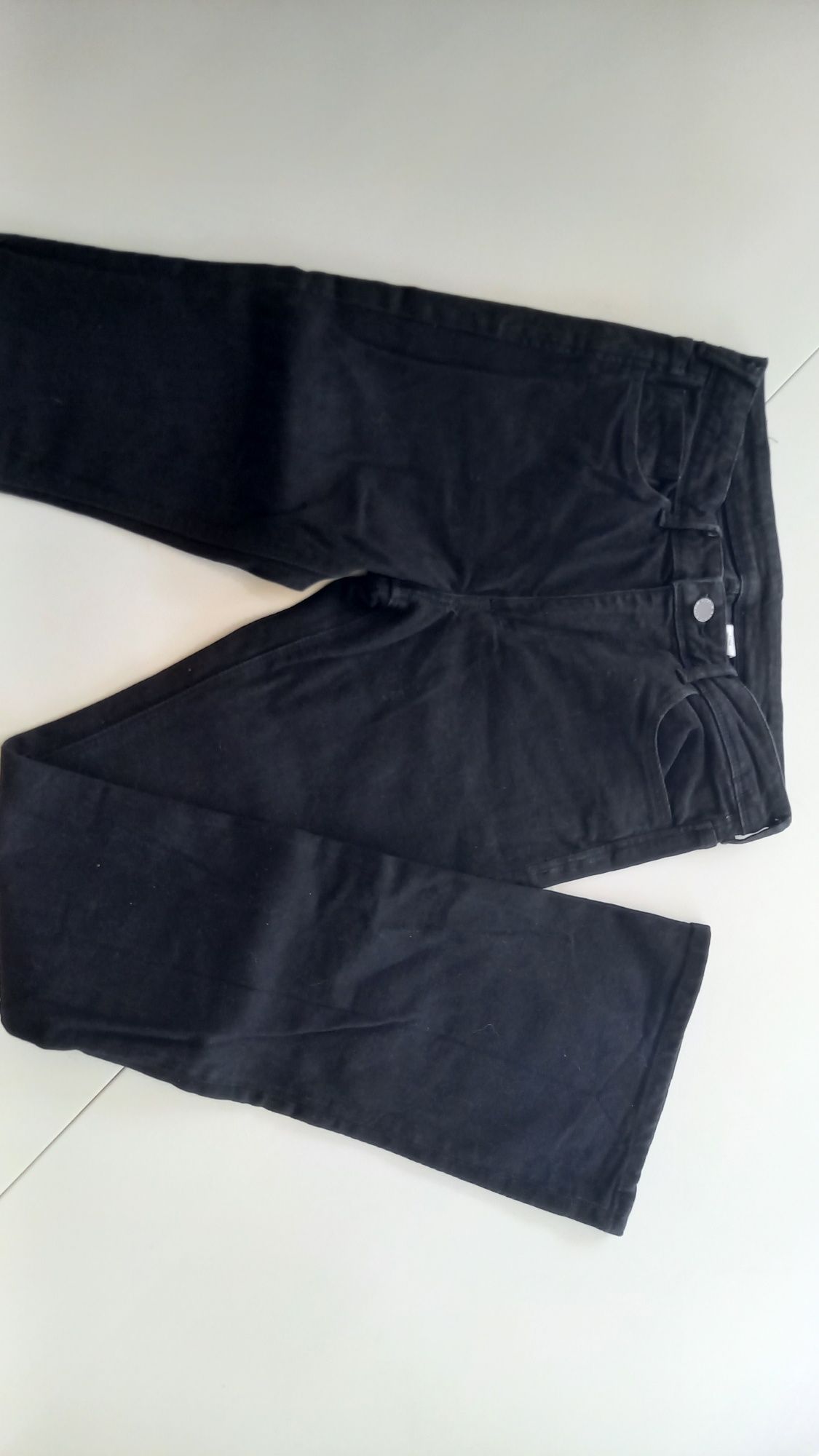 Spodnie jeans czarny H&M wysoki stan, rozszerzana nogawka