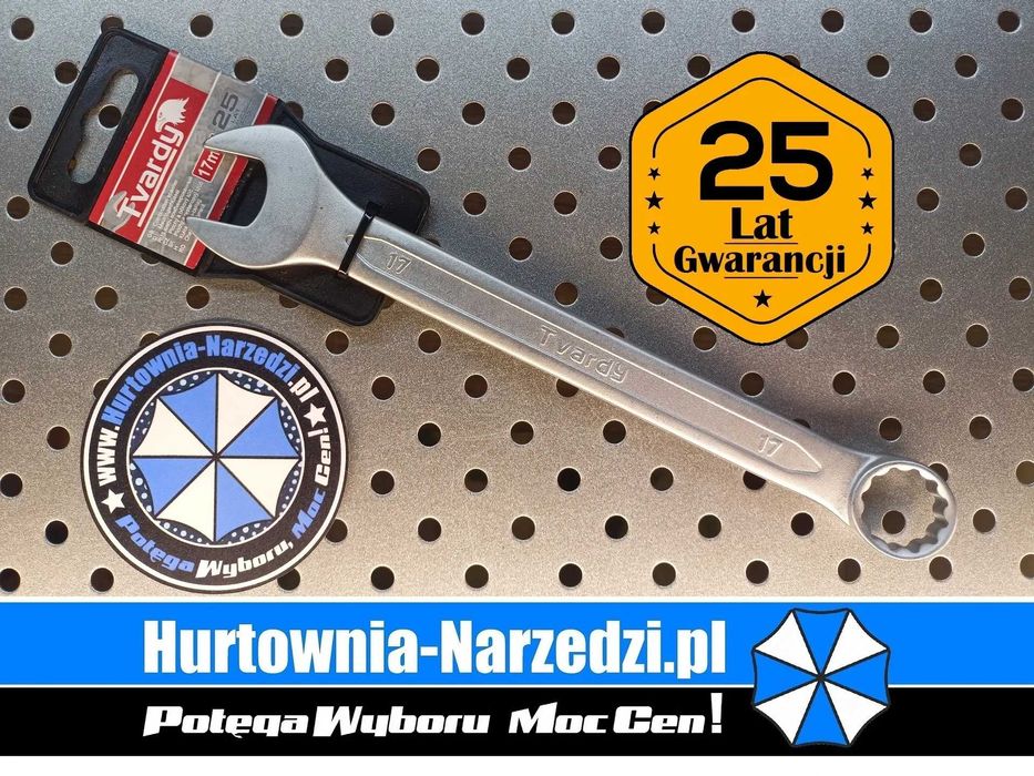 Klucz 17mm płasko-oczkowy satynowany Cr-V Tvardy 25 lat GW klucz 17mm