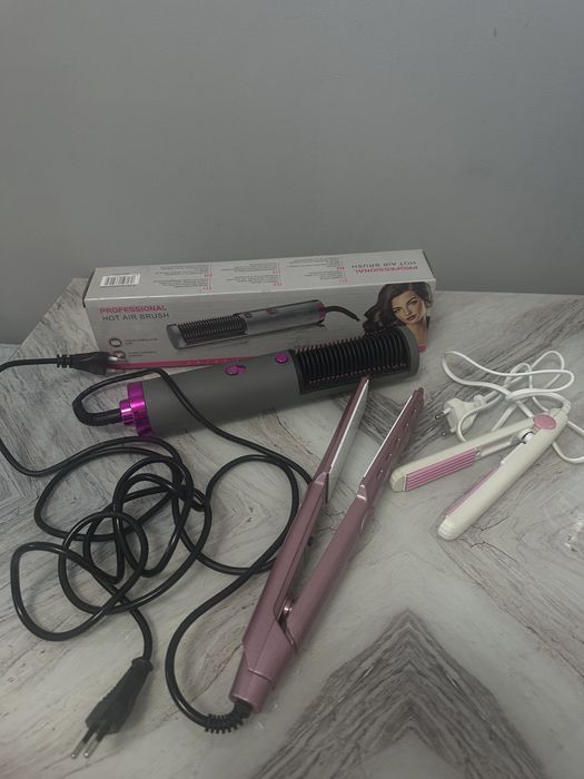 Набір Щітка сушка для волосся + випрямляч + міні стайлер для гофре