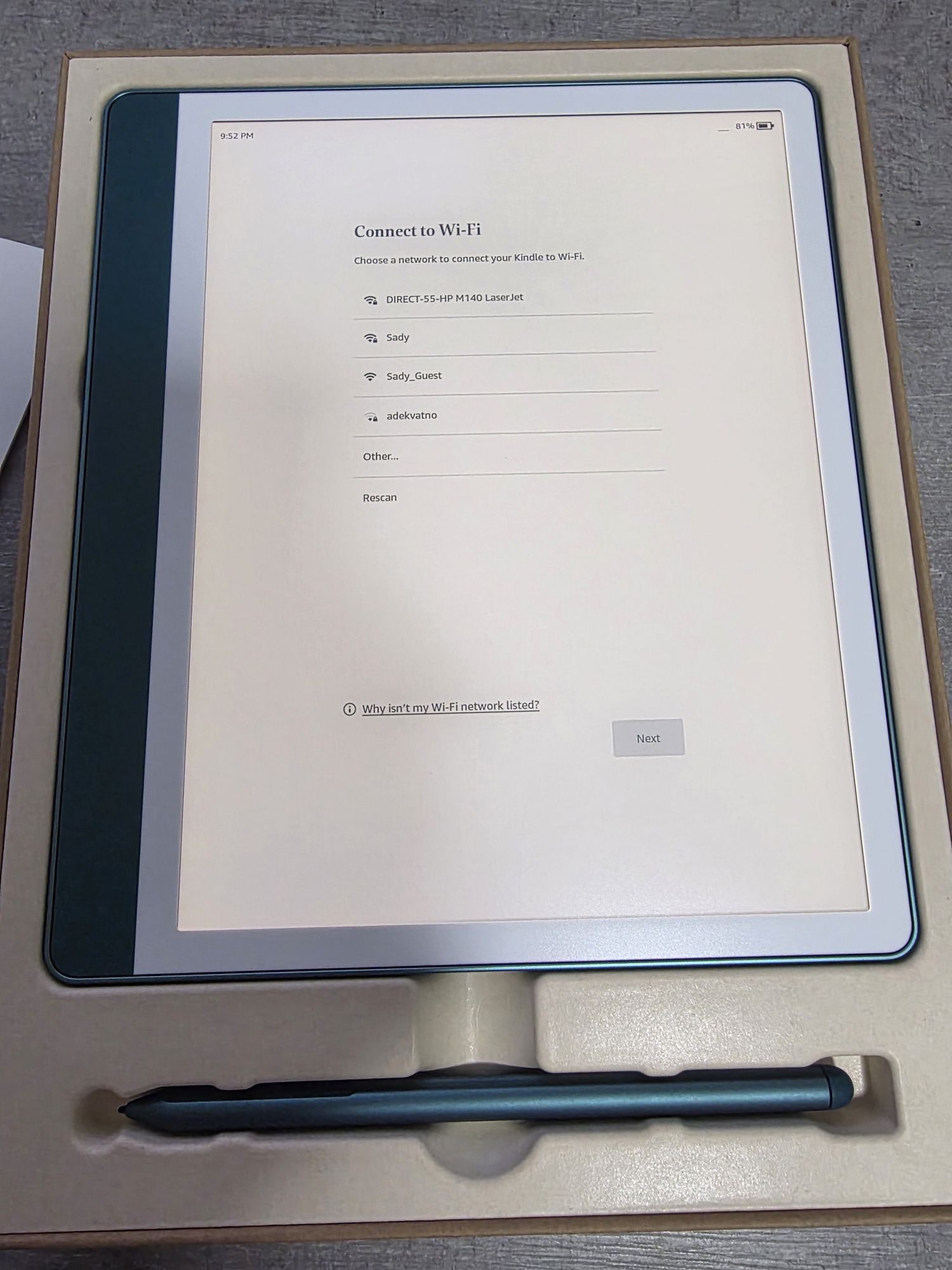 Kindle Scribe 2024. 10 дюйм. 64гб. Зелений. Стілус. 2 покол. Комлпект