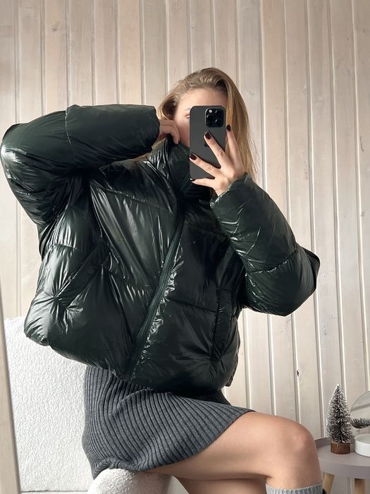 Лаковий пуховик, глянцева жіноча куртка, євро зима -5