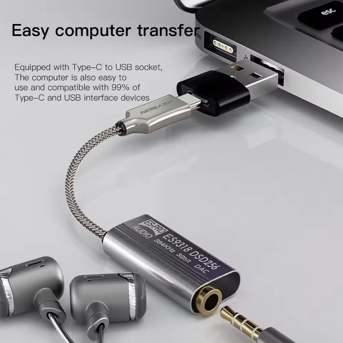 Keysion es9318 dsd256 amplificador de fone de ouvido hifi dac usb tipo