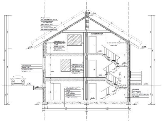 Projekty, rysunki techniczne, budownictwo, architektura, Autocad 2D