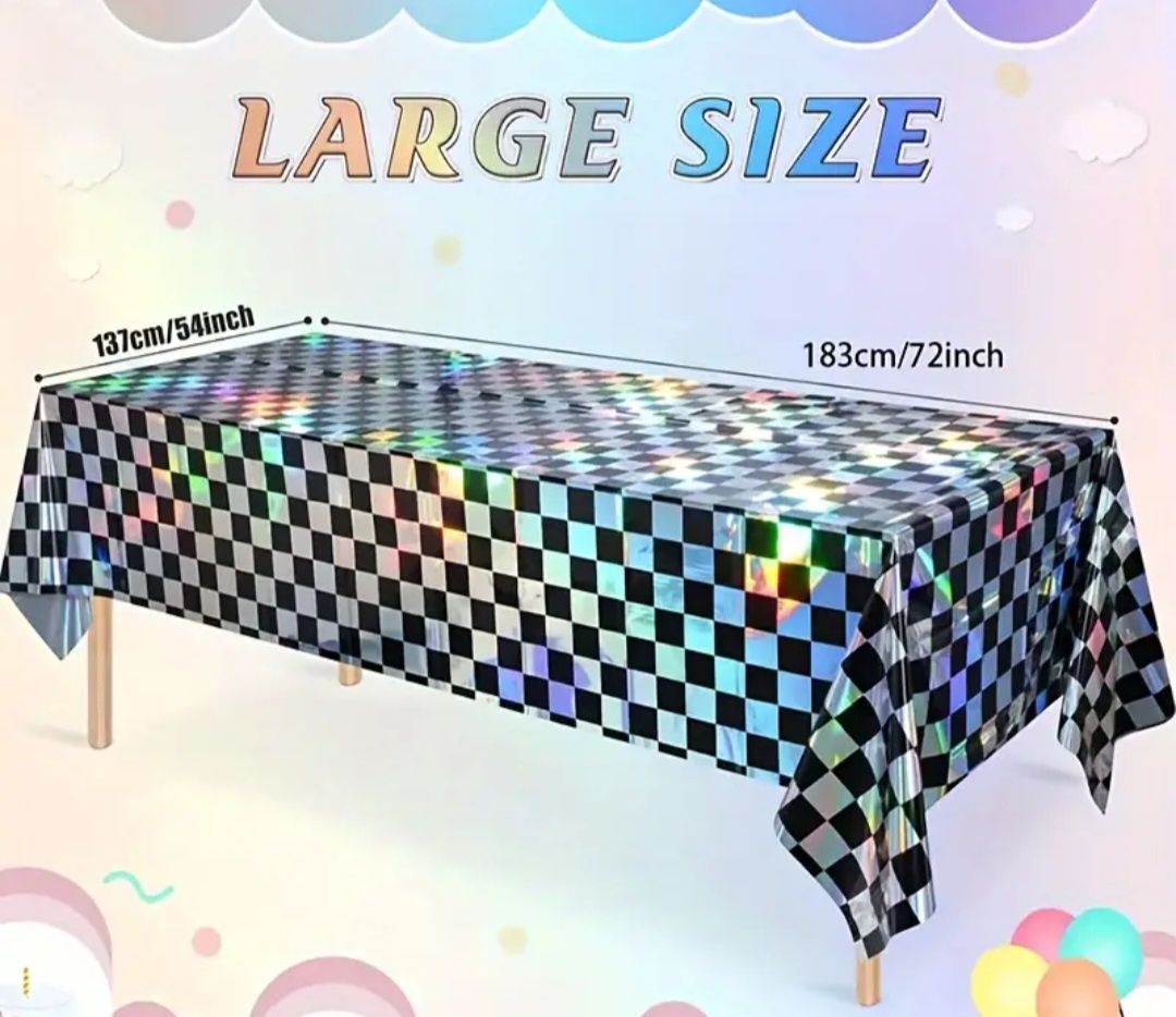 Duży plastikowy obrus  w kratke 137 x 183 cm 
Met