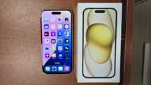 iPhone 15 256GB żółty, stan db