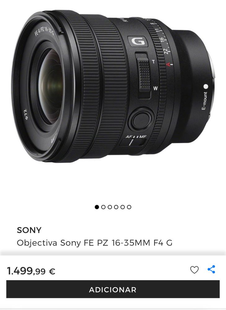 Sony FE 16-35mm f4 PZ - nova na caixa