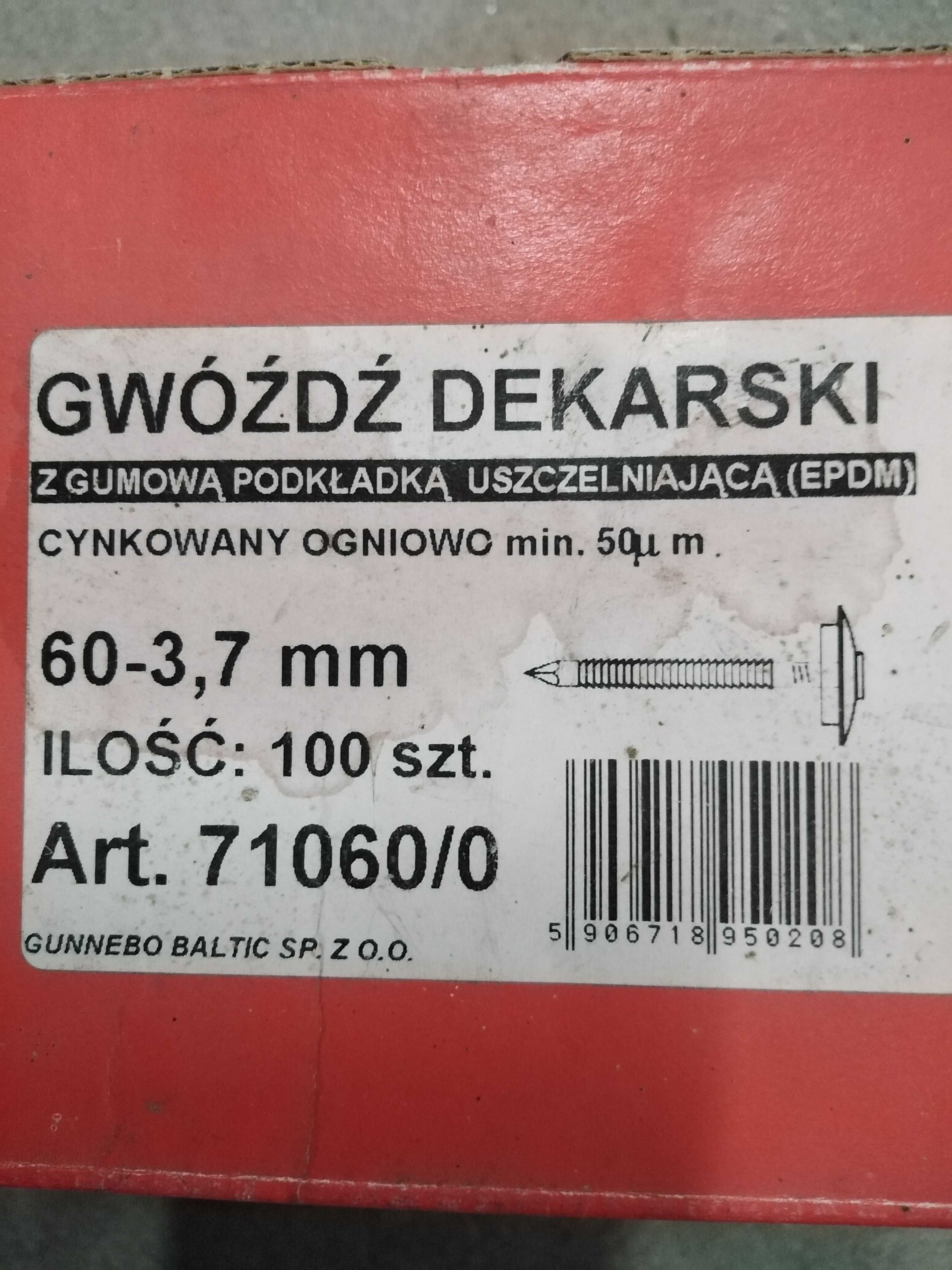 Gwoździe dekarskie 3,7x60 z podkładką Gunnebo
