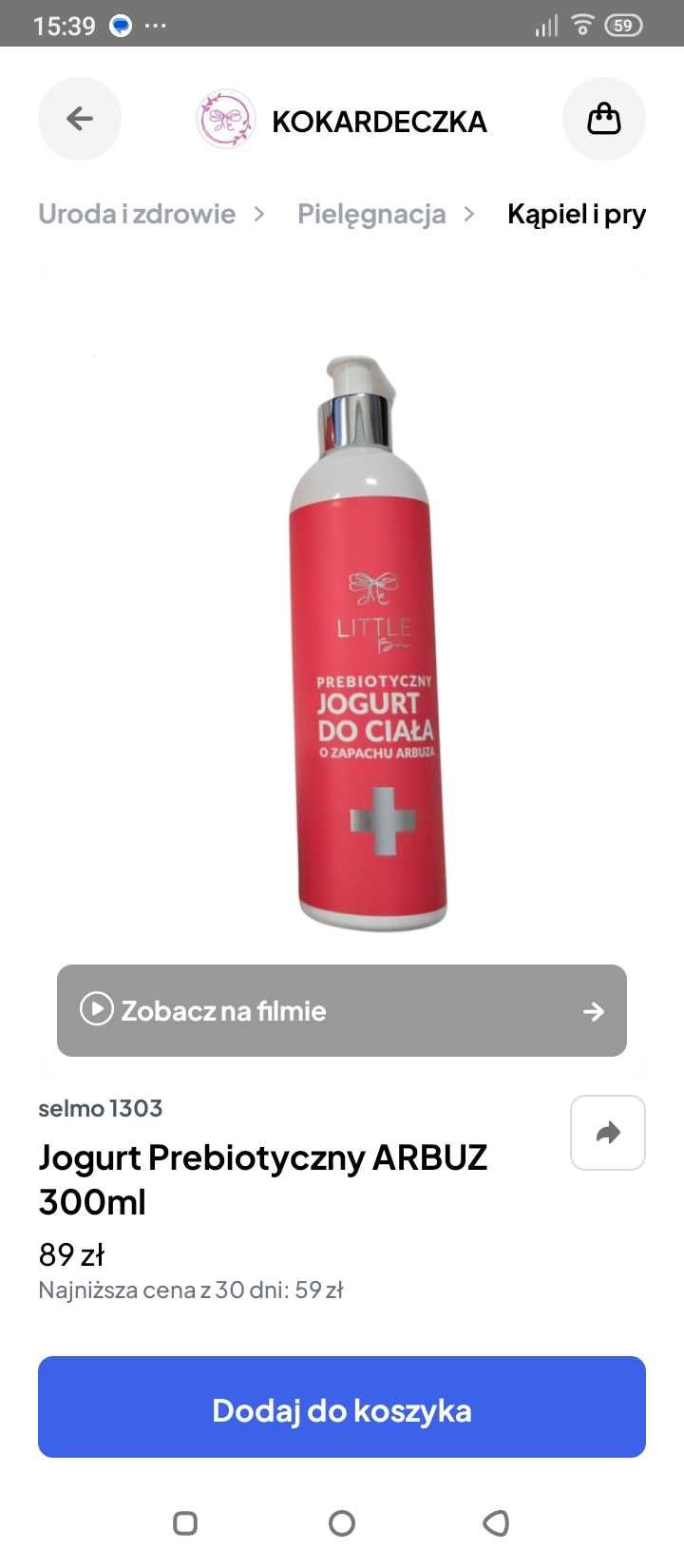 Sprzedam nowy jogurt prebiotyczny do ciała Arbuz Little Bow