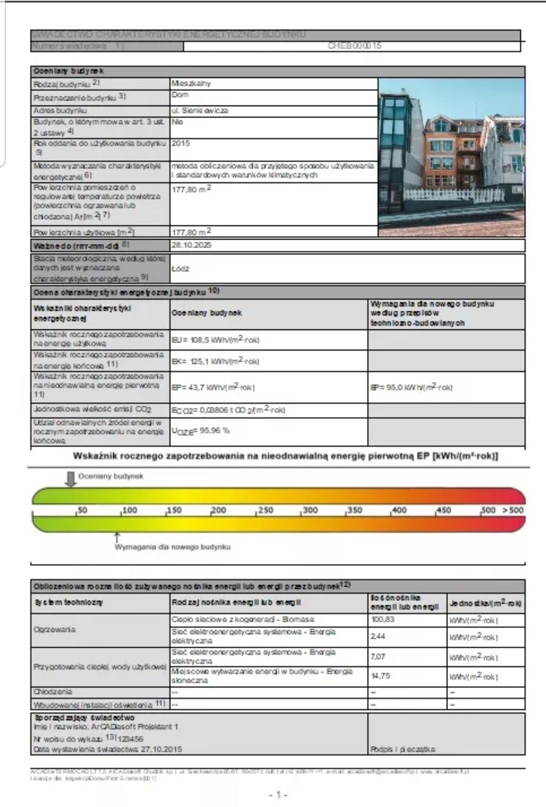 Świadectwo charakterystyki energetycznej - certyfikat energetyczny