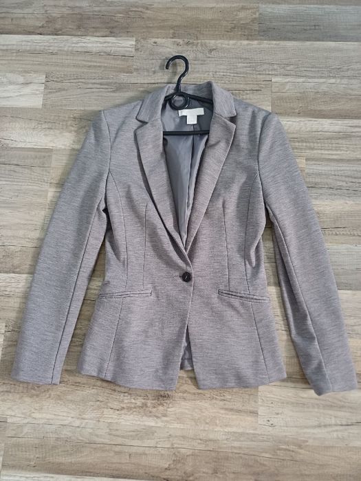 Szara elegancka marynarka żakiet H&M 36 S z podszewką
