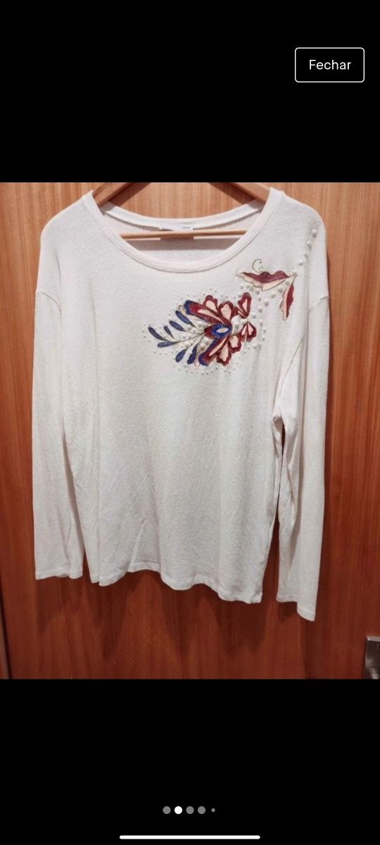 T-Shirt Algodão Linho Zara XL