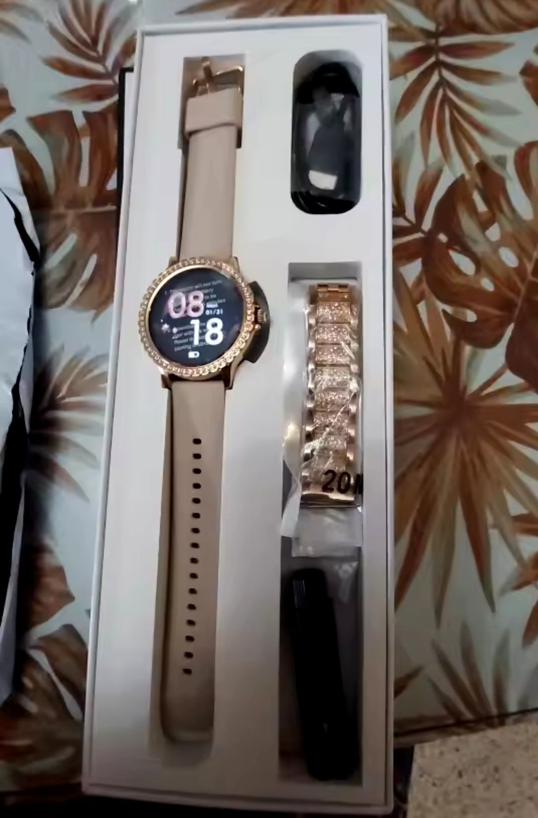 Smartwatch złoty damski okrągły