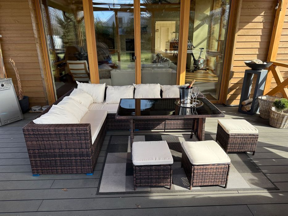 Narożnik Ogrodowy MARBELLA PREMIUM Zestaw mebli ogrodowych Brązowy