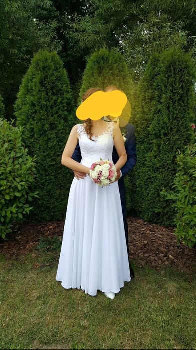 Suknia ślubna koronkowa z muślinem S/M 36/38