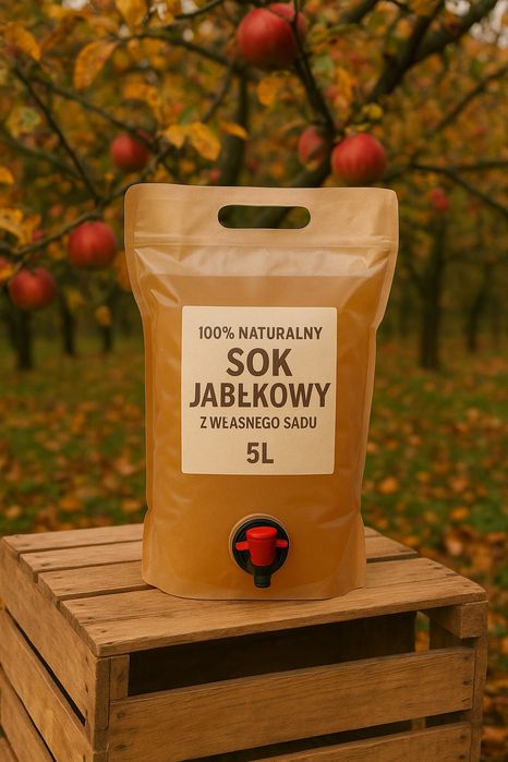100% naturalny sok jabłkowy z własnego sadu – 5L, pasteryzowany
