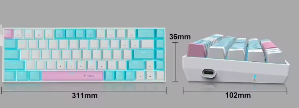 E-YOOSO Z686 USB Mini Mechaniczna klawiatura przewodowa 68 klawiszy
