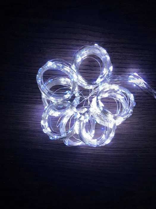 USB Гірлянда штора Крапля роси 3x3м LED колір холодний білий ЯСКРАВА
