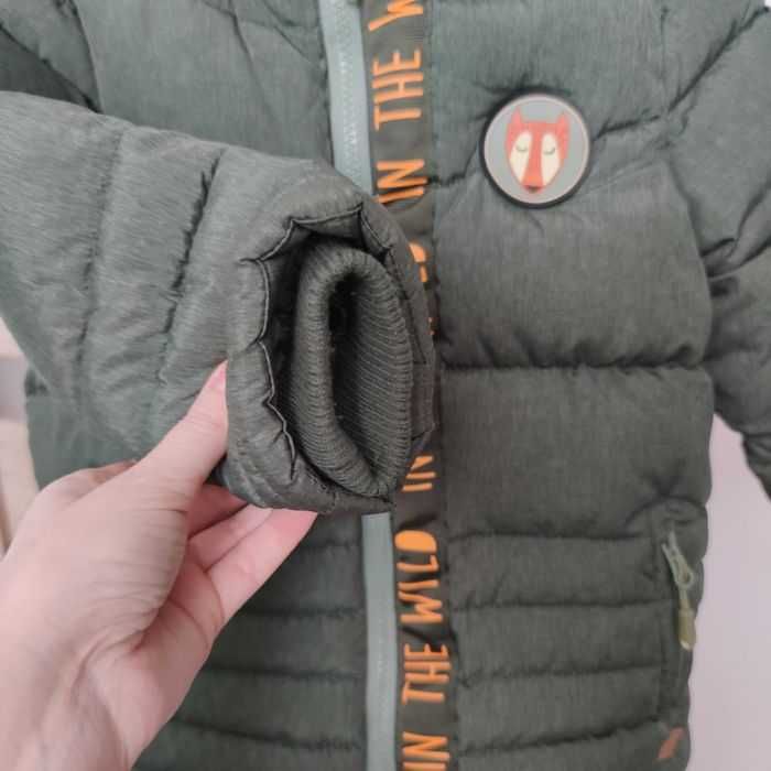 Kurtka zimowa Coccodrillo r. 98 dla chłopca zielona z lisem, ciepła