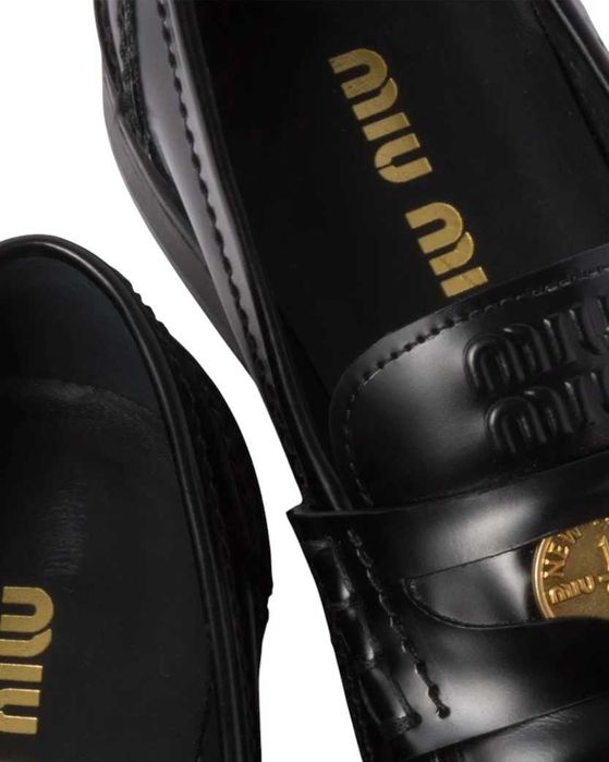 Лофери Miu Miu Brushed Leather Penny Loafers Black