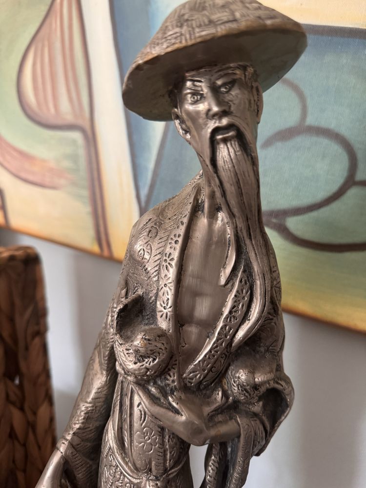 Vintage Estatua Juiz chinês em Estanho maciço