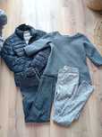 Zestaw damskich ubrań Spodnie mom fit szare +skinny kurtka pikowana