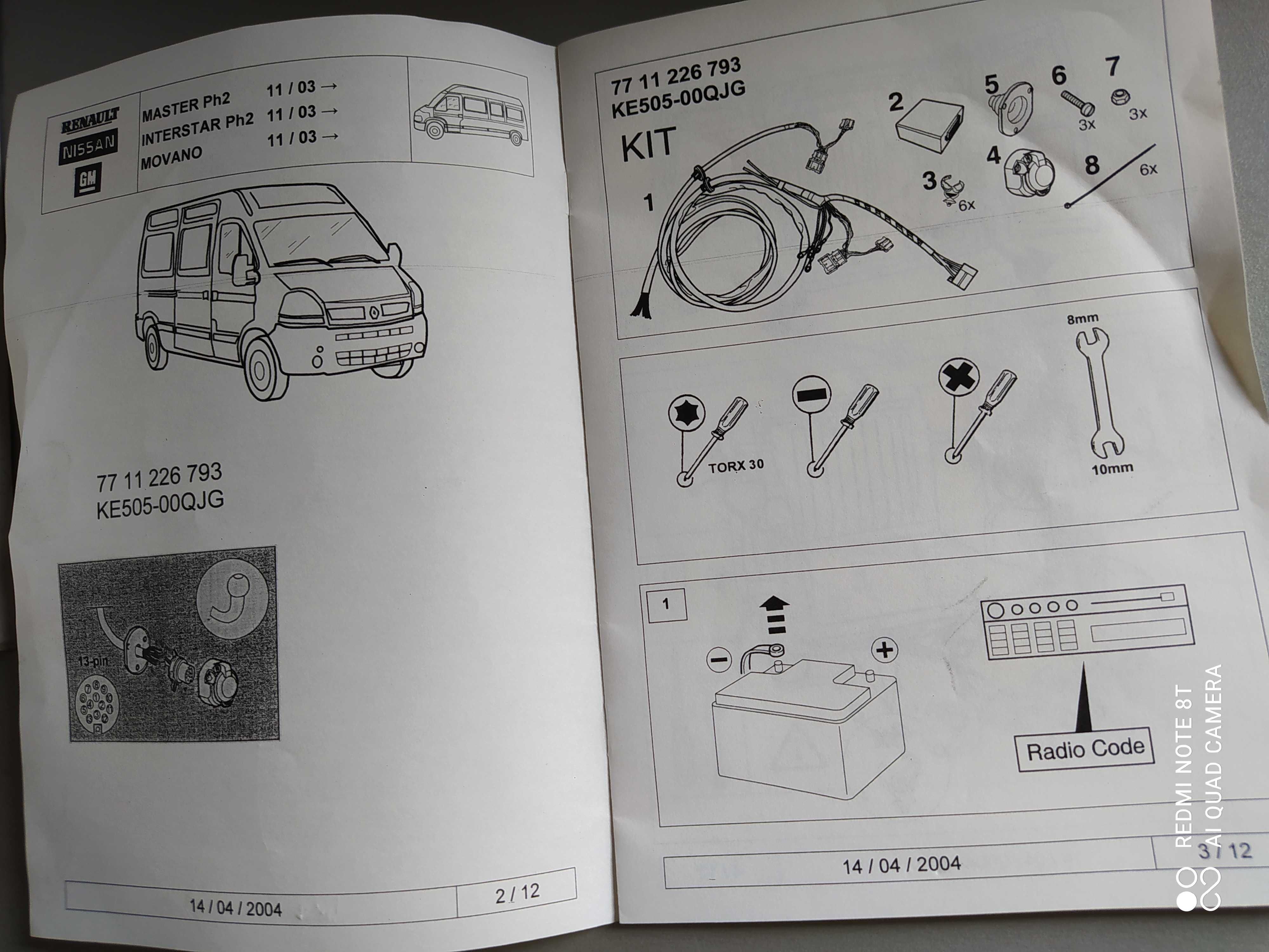 Master II Wiązka haka z modułem 13 pin NOWA ORG Renault