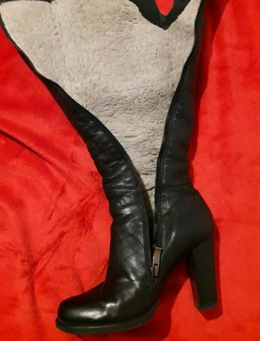 Зимові шкіряні чоботи, натуральне хутро. Чобітки Сапоги Сапожки, 39