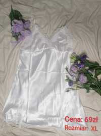 Koszula nocna biała/ satynowa - rozmiar XL
