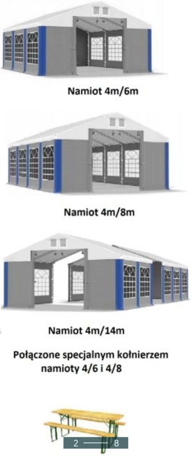 Namiot pawilon ogrodowy  imprezowy stoły ławki wynajem