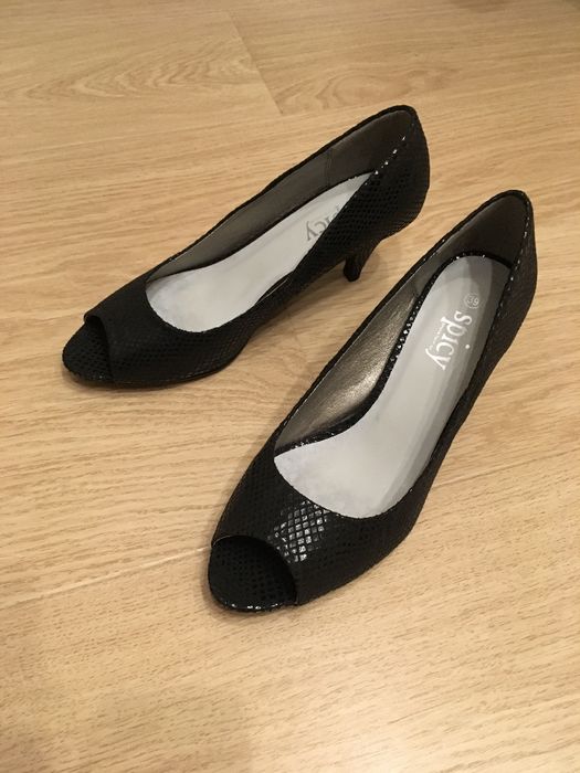 Czółenka czarne 39 peep toe bez palców NOWE