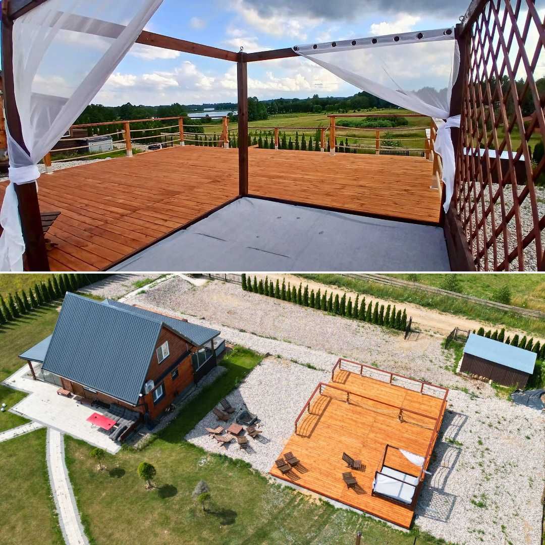 Domek z basenem – Mazury | Jacuzzi, sauna, jezioro – noclegi, wynajem