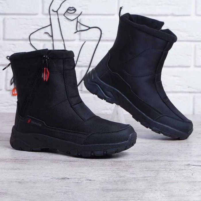 Дутики мужские зимние термо на молнии черные сапоги 41-46р