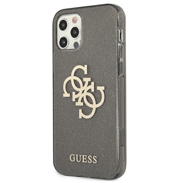 Etui Guess Glitter 4G Logo do iPhone 12 Pro Max 6,7" - Czarny