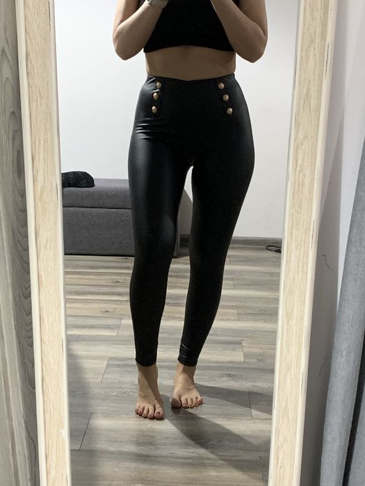Legginsy skajkowe złote guziki S/M