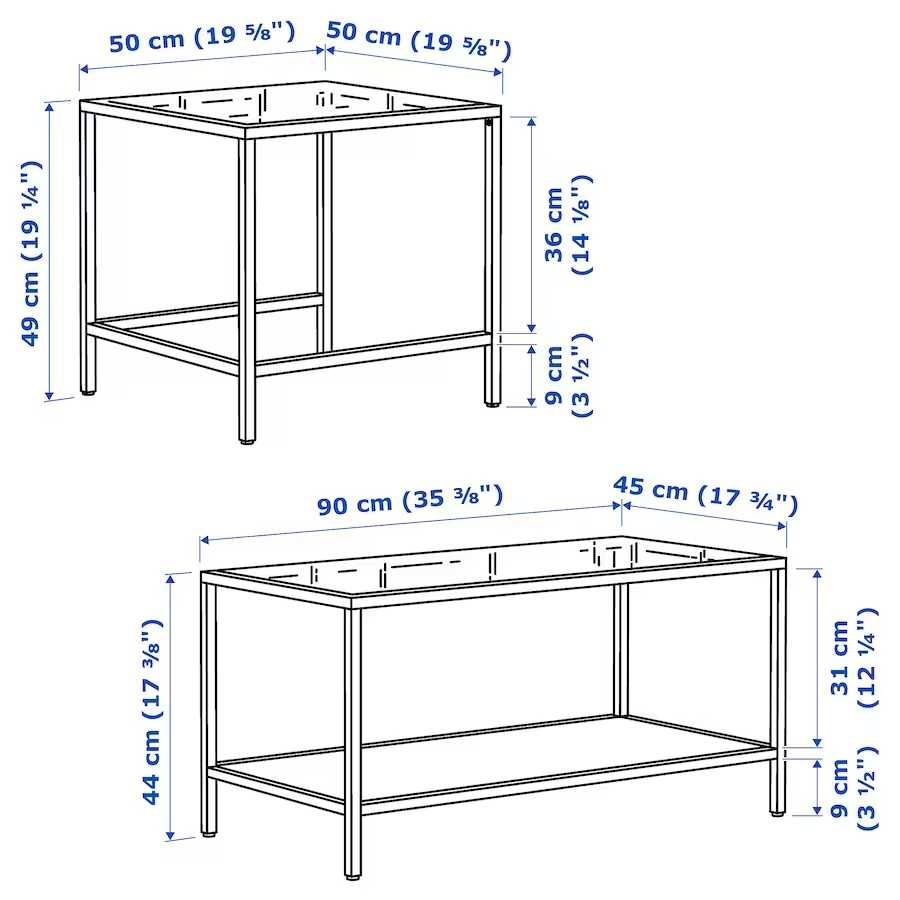 Mesas de encaixar, conjunto de 2, branco/vidro VITTSJÖ Ikea