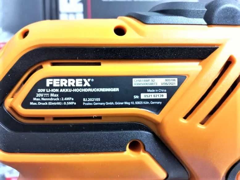 Німецька акумуляторна мийка ferrex 20v режими тиску, побутова потужна