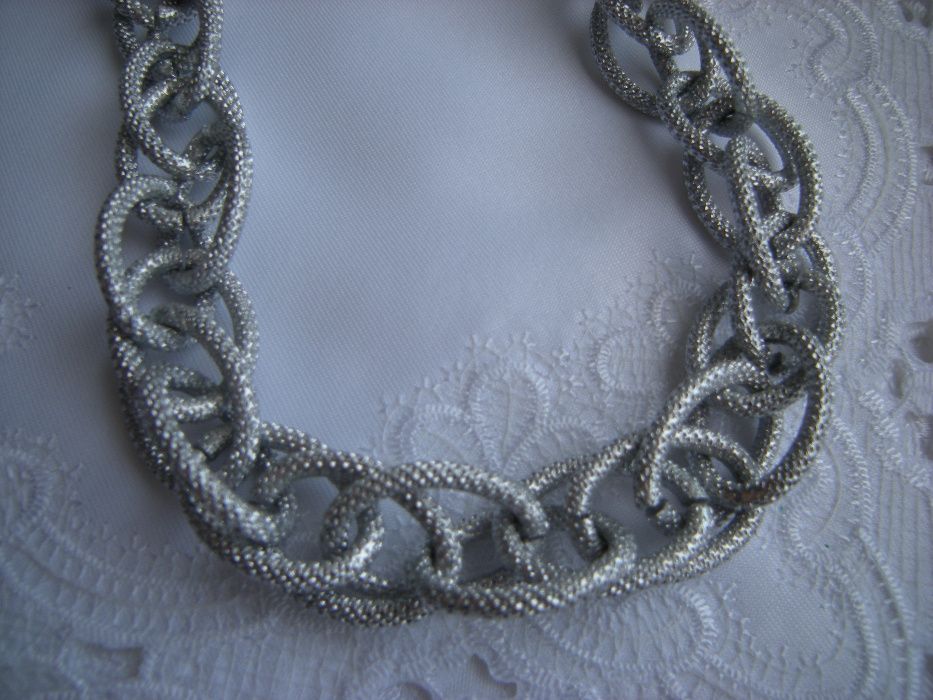 naszyjnik gruby łańcuch długi 52cm kolor srebrny