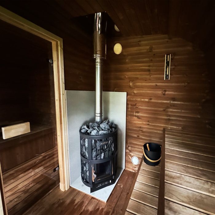 Sauna Ogrodowa owalna 4m x 2,3m Piękna Panorama piec HIT