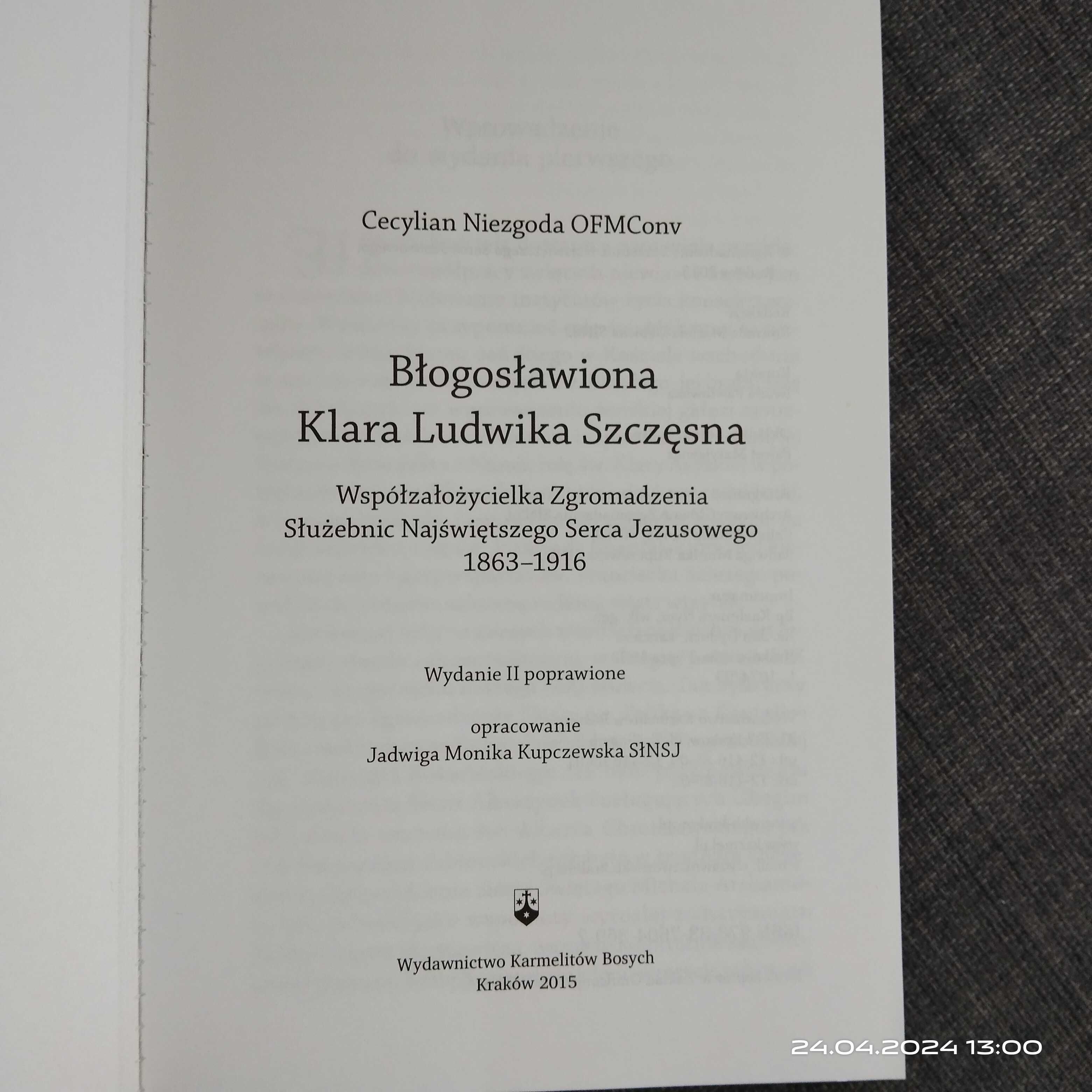 Książka "Błogosławiona Klara Ludwika Szczęsna"