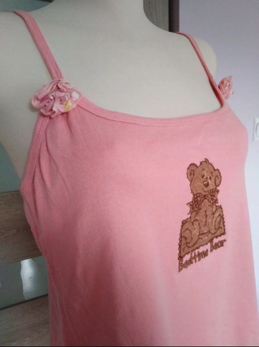 Koszulka na ramiączkach różowa z misiem, rozmiar XL - 100% bawełna
