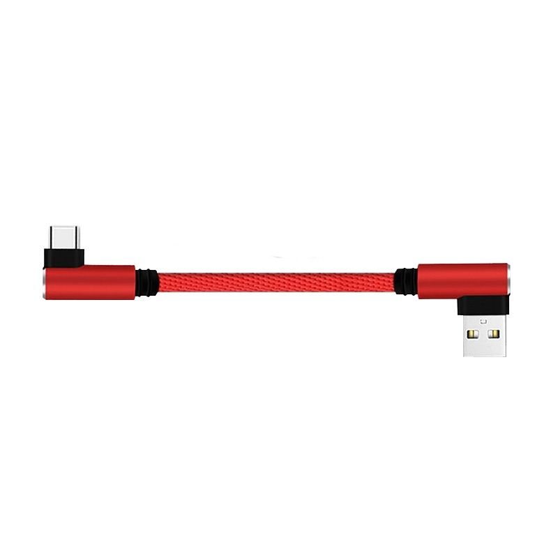 Kabel USB C - USB A długość 24cm czerwony w oplocie AndroidAuto